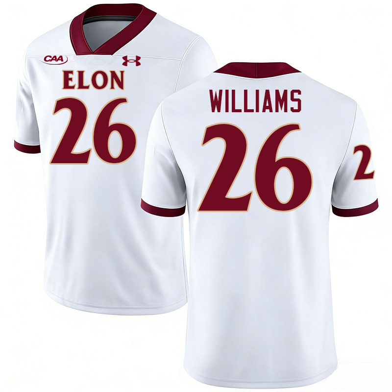 Elon Phoenix #26 Jimmyll Williams College Football Jerseys,Uniforms-White